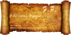 Fáncsi Panna névjegykártya